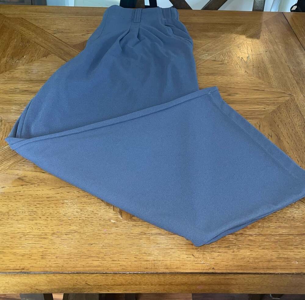 Halara Flex Waffle Wide Leg Work Pants XL Blue High Rise Pleated Stretch